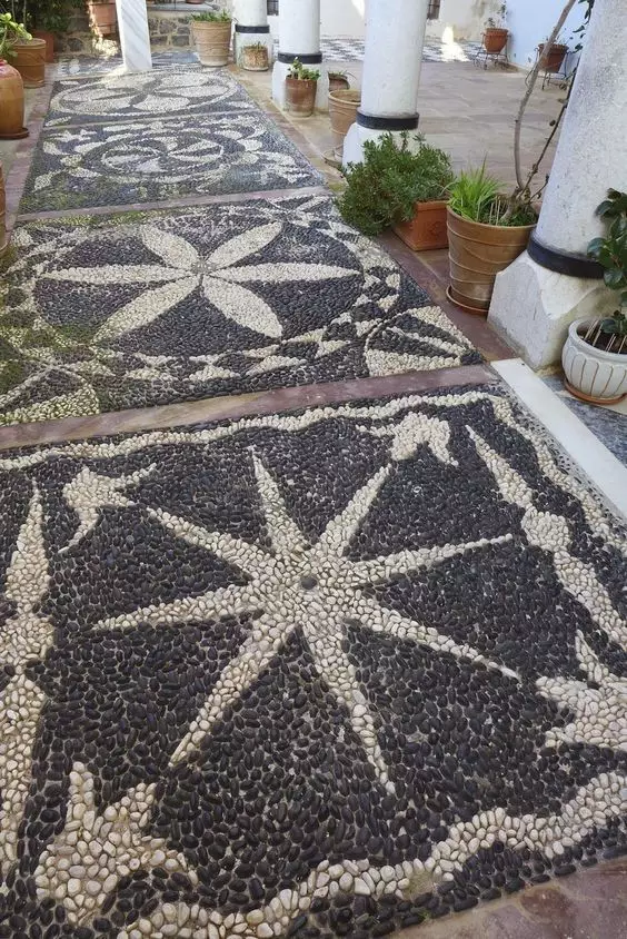 black pebble stone garden