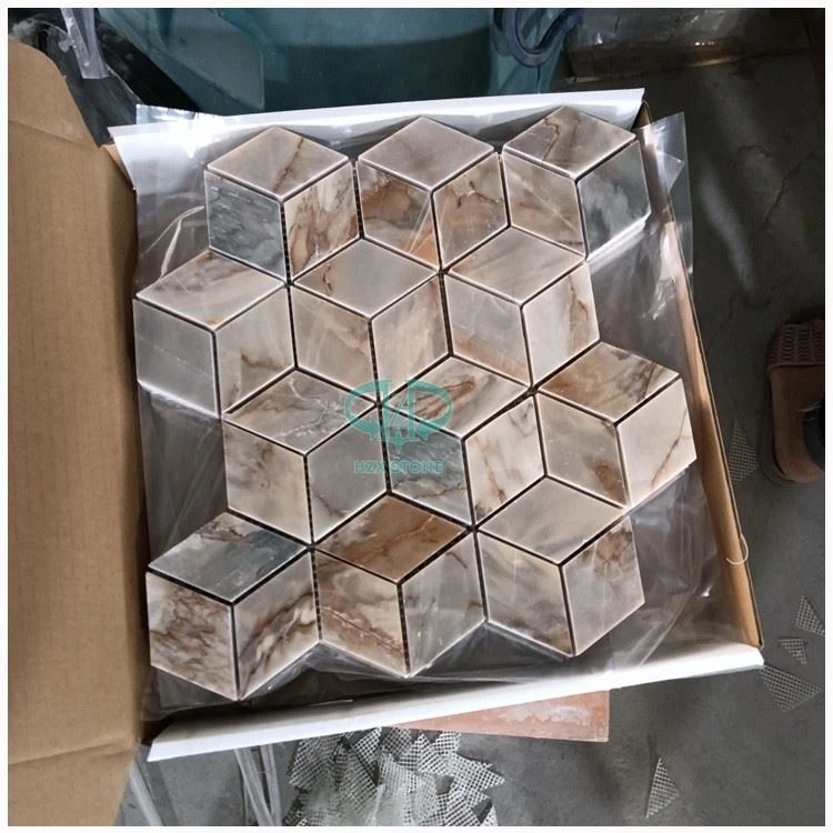 Brown Marble Rhombus Mosaic Tiles
