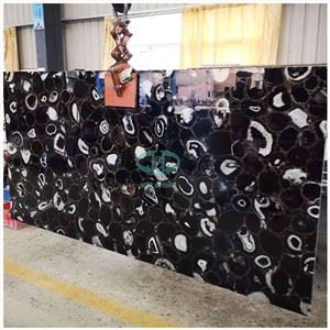 검은 마노 백라이트 원석 슬라브