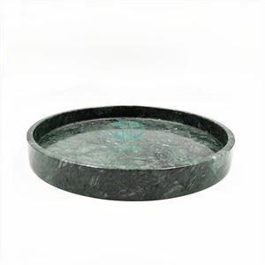 둥근 녹색 대리석 트레이