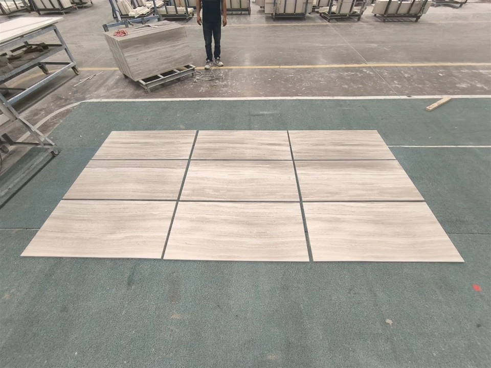 White Wood Grain Marble Tiles factory